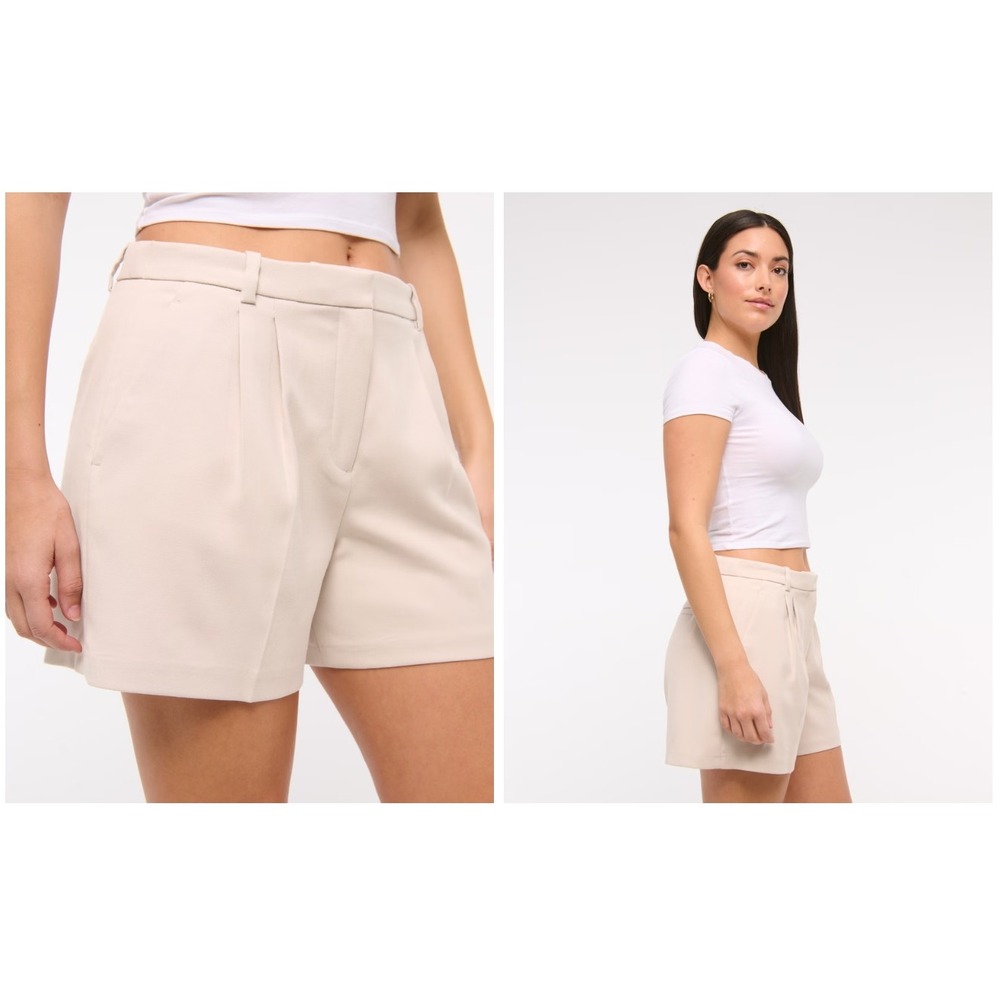 NWOT Curve Love A&F Sloane Low Rise Tailored Short Size 24/37 High Waist Pleated